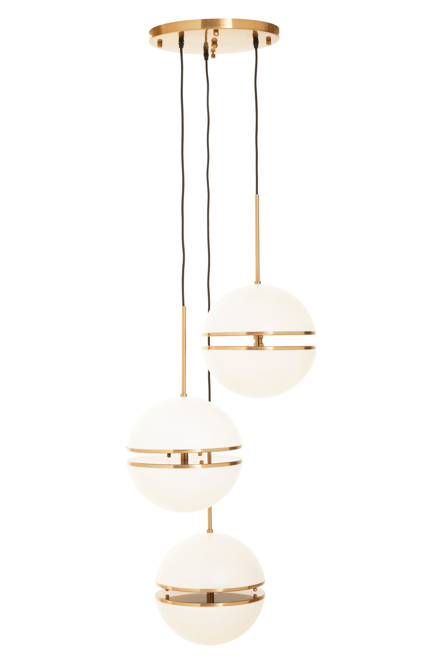 Art Deco Three Ball Brass Pendant Light