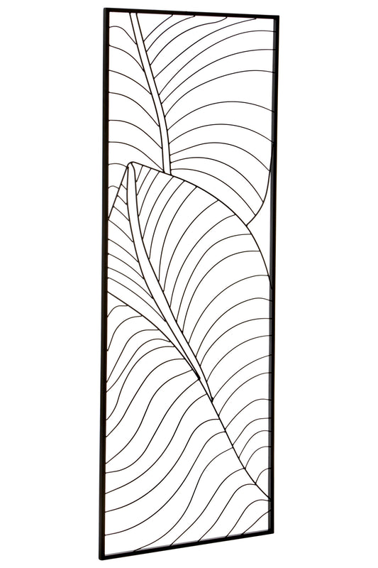 Aramis Large Black Leaf Design Wall Art | Bali & Blue
