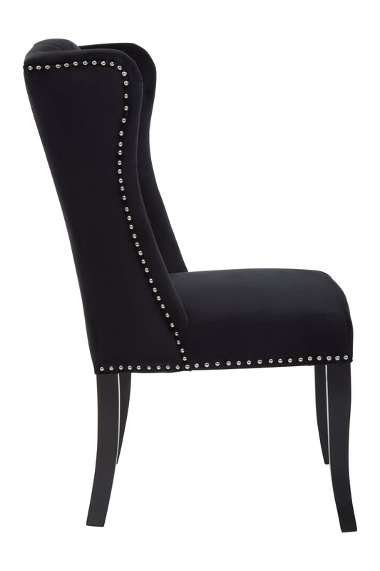 Davenport Luxe Black Velvet Dining Chair with Dark Legs | Bali & Blue