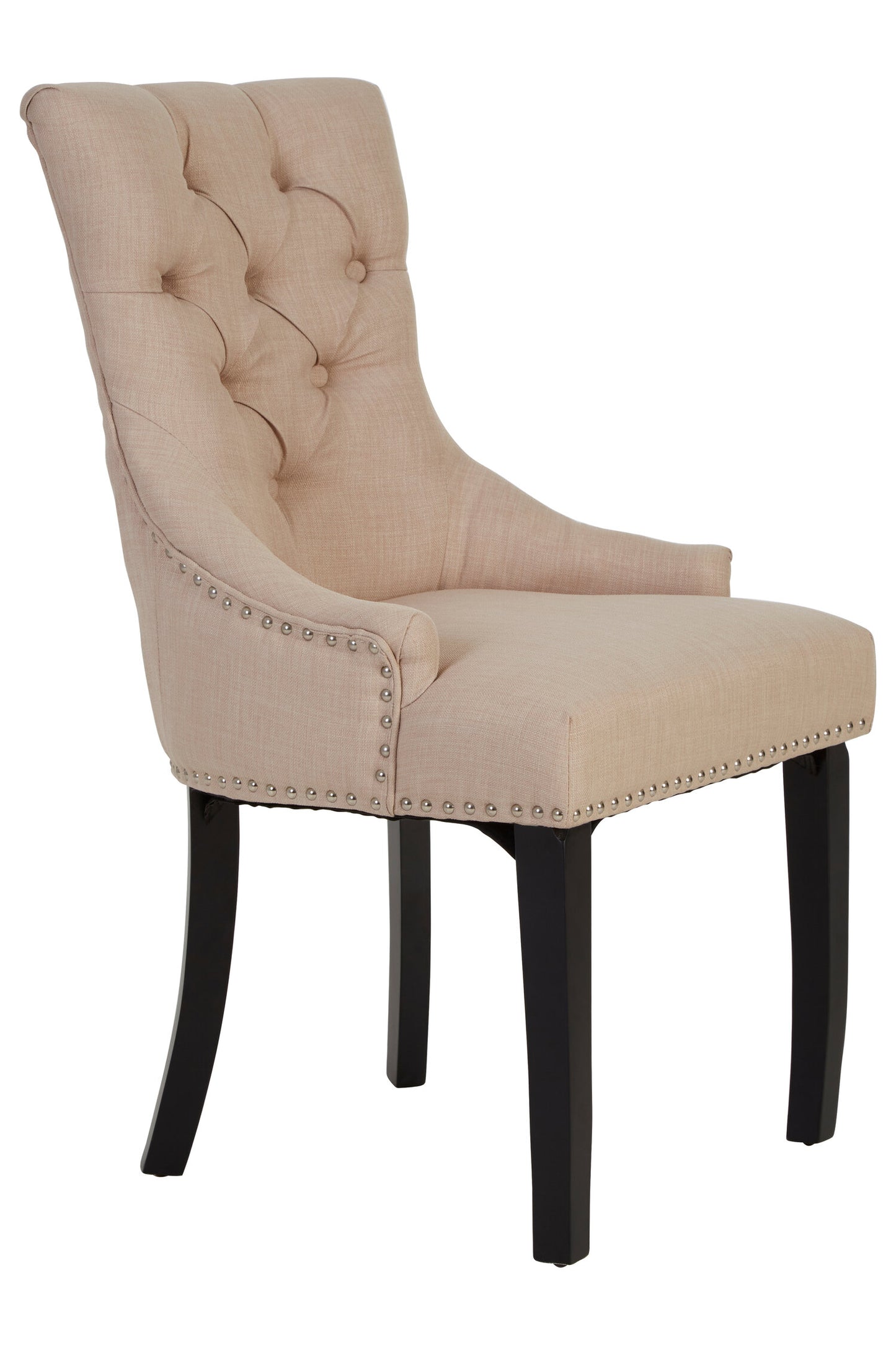 Davenport Natural Linen Dining Chair with Dark Legs