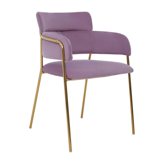Lorena Pink Velvet Gold Leg Dining Chair
