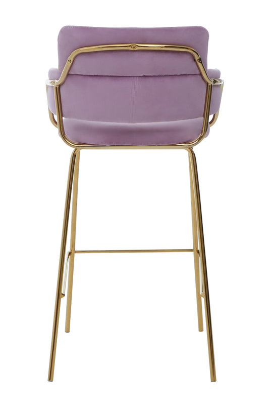 Lorena Pink Velvet Gold Frame Bar Stool | Bali & Blue