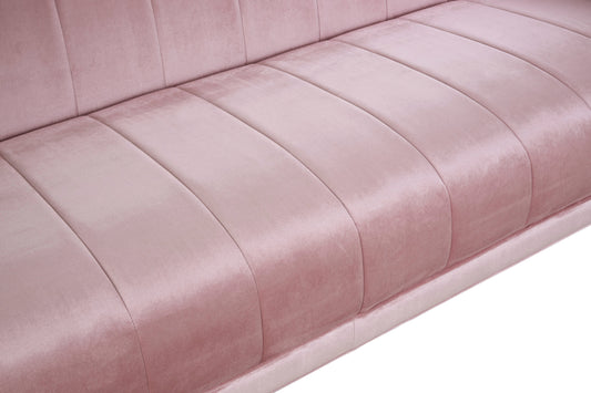 Renee Pink Velvet 3 Seater Sofa