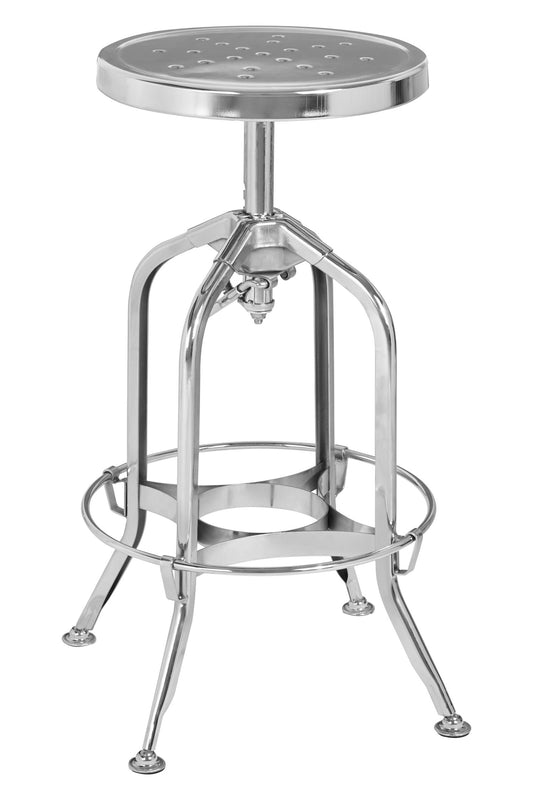 Cannes Chrome Industrial Adjustable Bar Stool