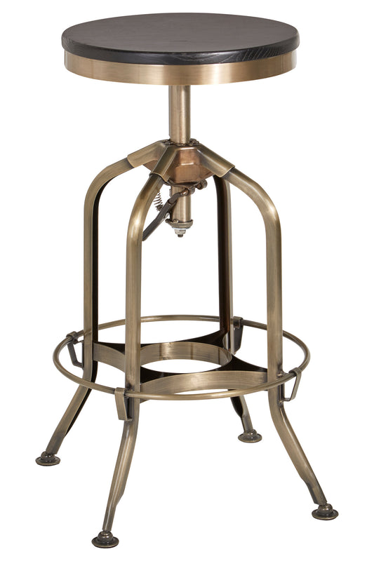 Cannes Brass Ash Wood Adjustable Bar Stool