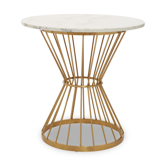 St Tropez Hourglass Dining Table with White Marble and Gold Base