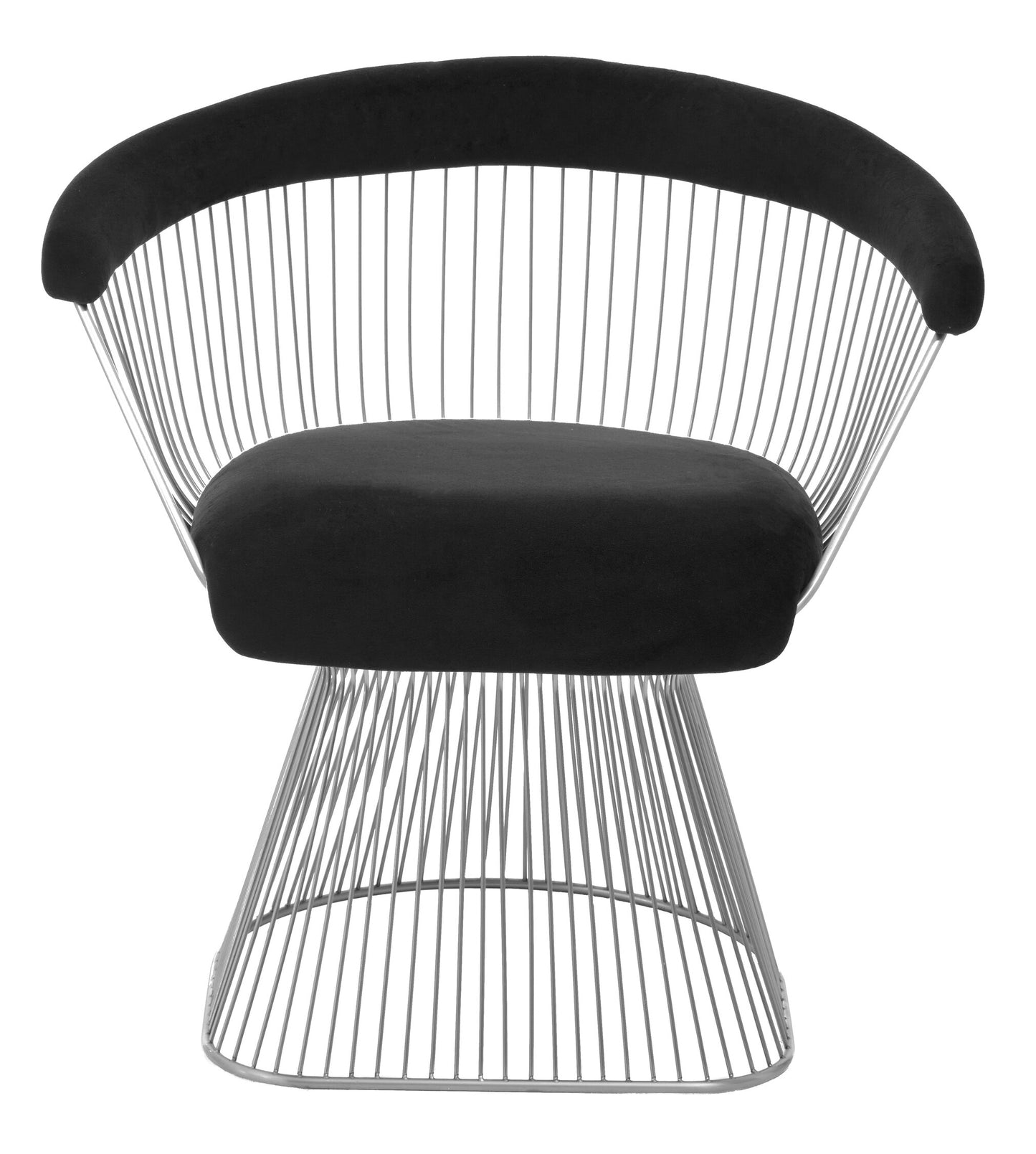 St Tropez Black Velvet And Brushed Silver Accent Chair