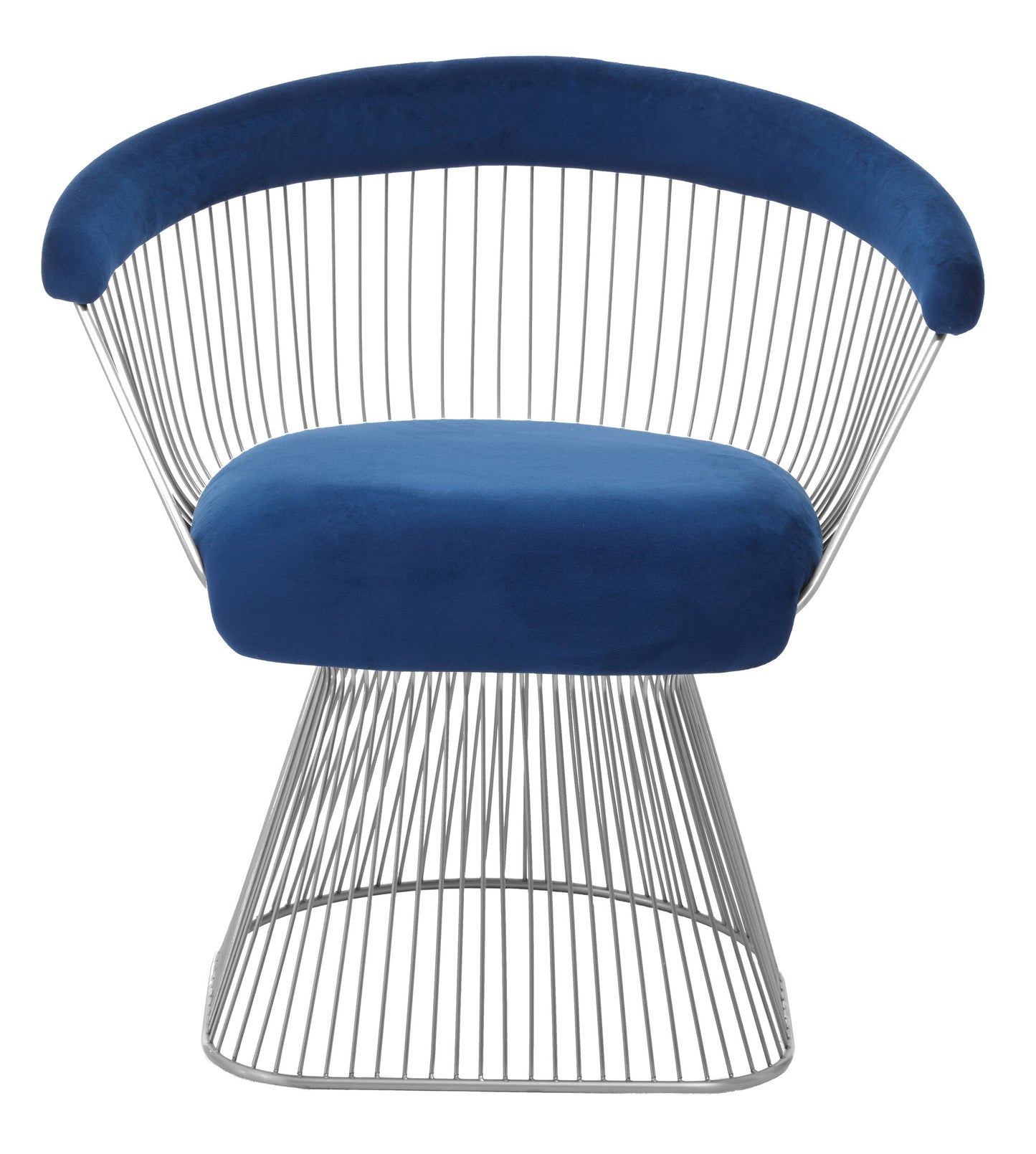 St Tropez Navy Blue Velvet And Brushed Silver Accent Chair