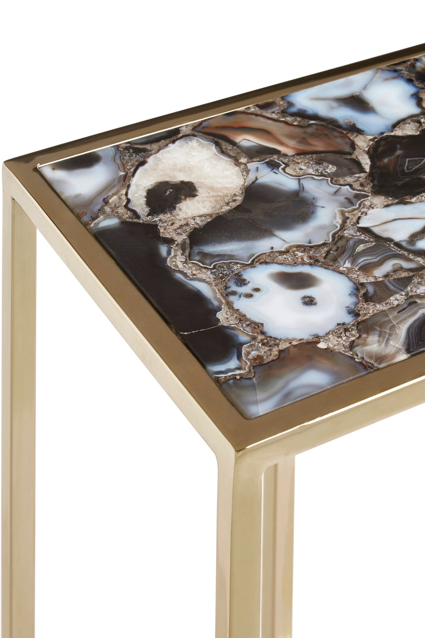Helena Industrial Black Agate and Gold Side Table