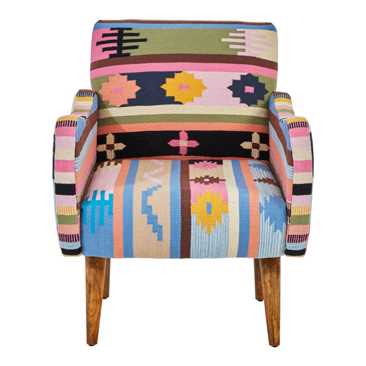 Azteca Multicolour Kilim Mango Wood Armchair