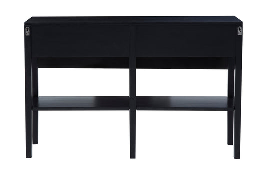 Corsica Black Rattan 2 Drawer Console Table | Bali & Blue