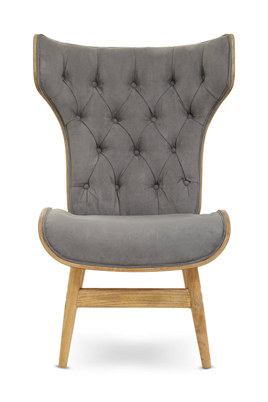 Stefan Grey Velvet Retro Chair Wing Back Chair