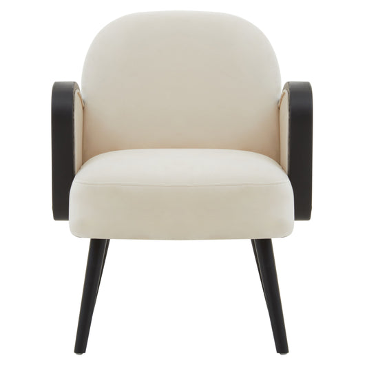 Ballo Cream Velvet and Rattan Armchair