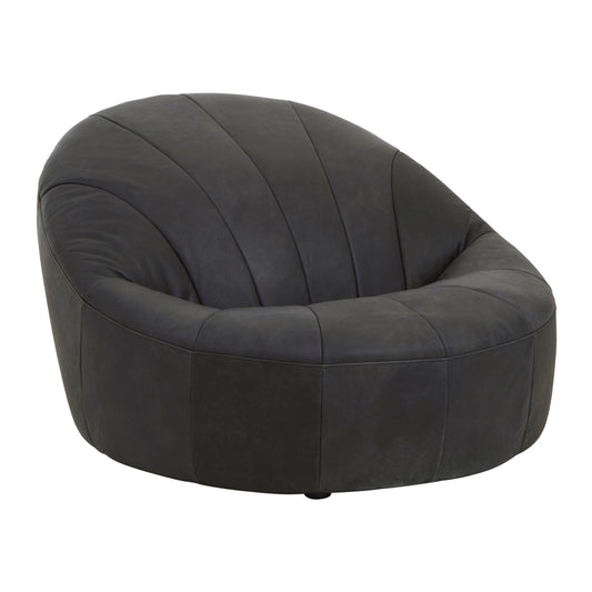 Brandon Black Leather Lounge Cocoon Chair