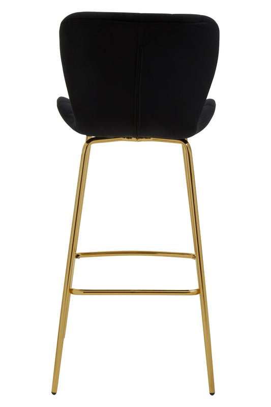 Martina Black Velvet Gold Frame Bar Chair | Bali & Blue