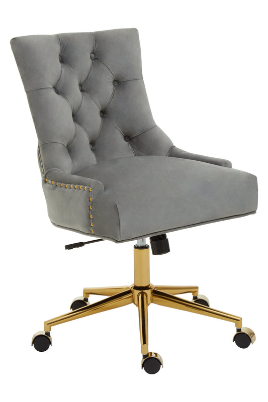 Cleo Grey Velvet and Gold Base Home Office Chair