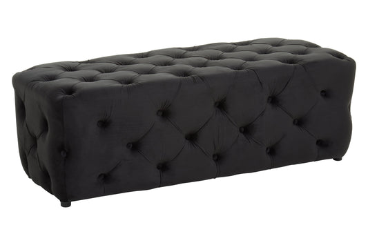 Luxe Black Velvet Button Tufted Bench