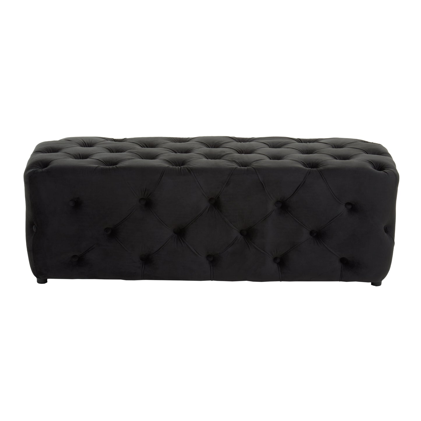 Luxe Black Velvet Button Tufted Bench