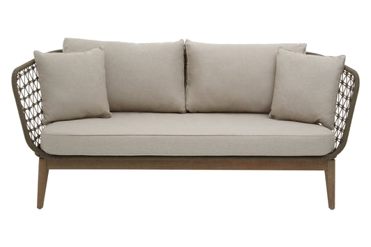 Marcus Grey Woven Rope 3 Seater Sofa with Cushions