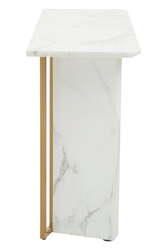 Santorini White Marble Effect Gold Console Table