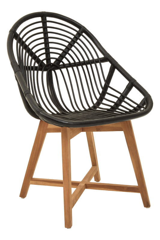 Koh Lanta Black Natural Rattan And Teak Accent Chair