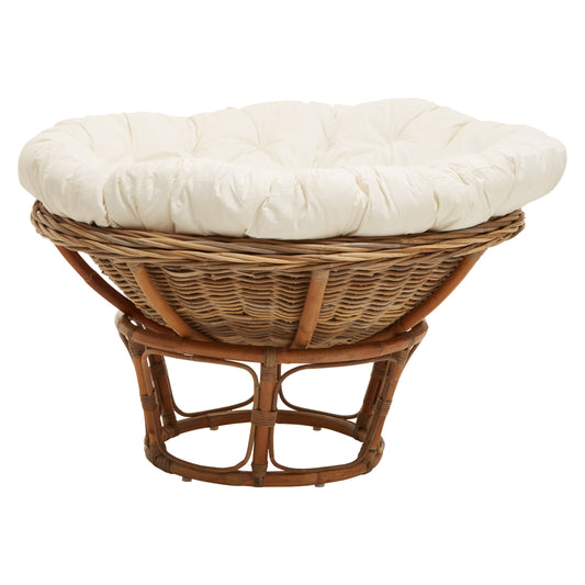 Koh Lanta Round Kubu Rattan Papasan Chair with Cream Cushion