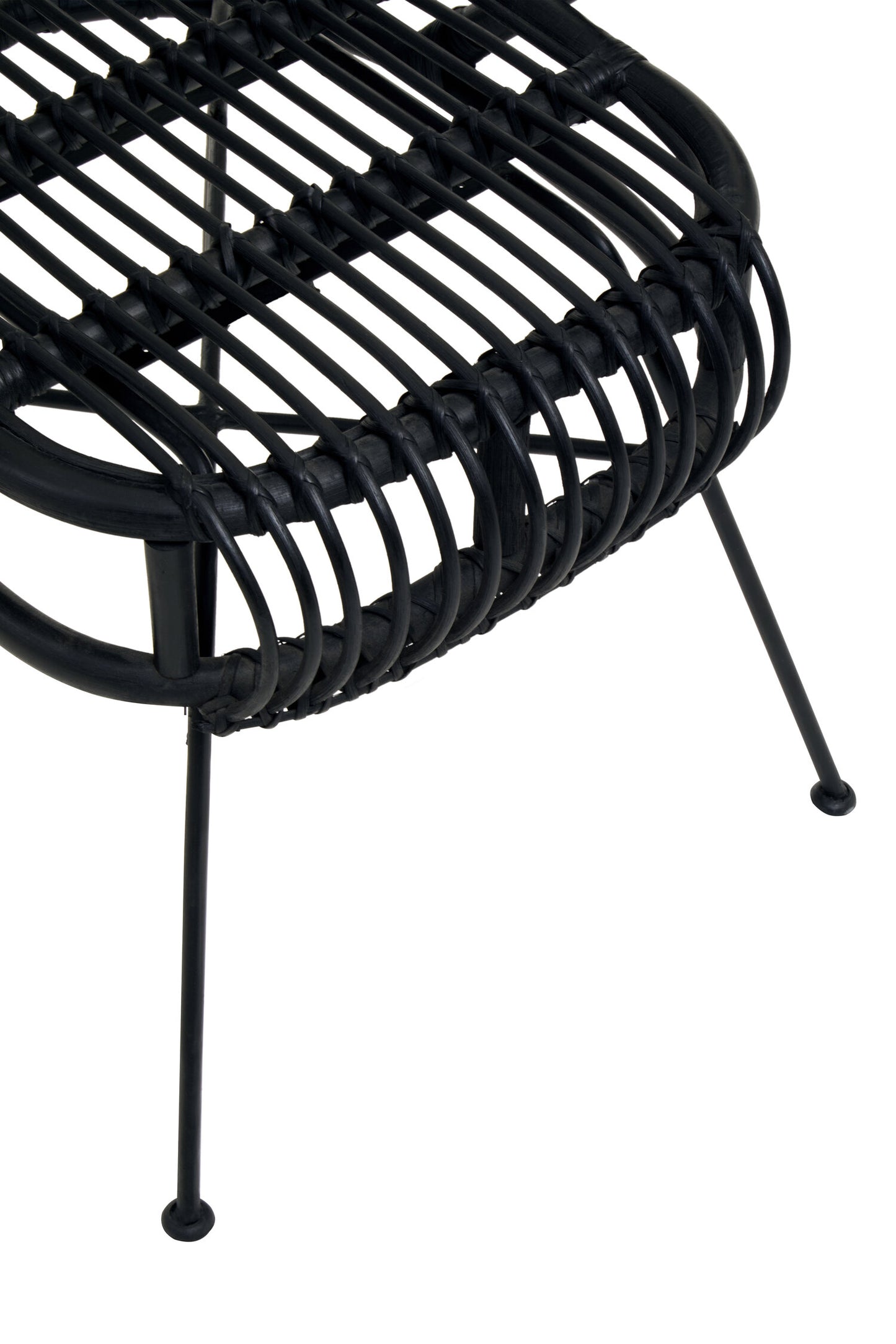 Tropic Black Natural Rattan Boho Scalloped Back Chair
