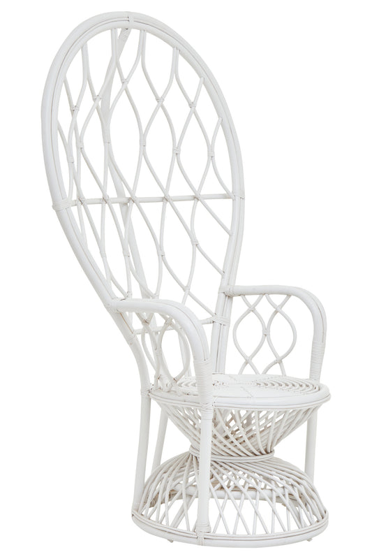 Tropic Grey And White Natural Rattan Curved Chair
