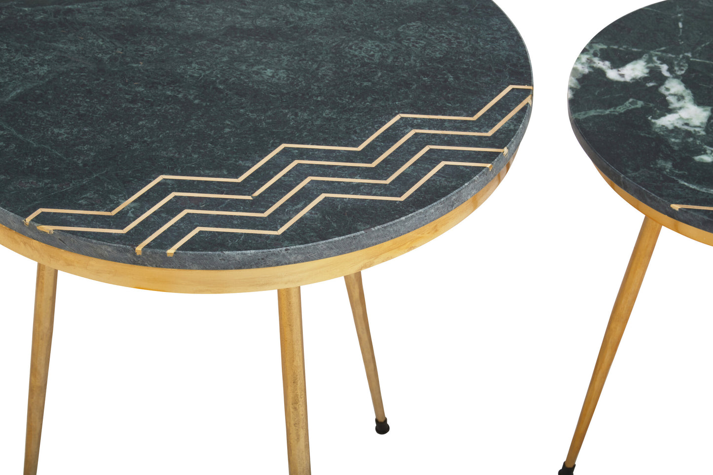 Stefania Green Marble Top Set of 2 Side Table