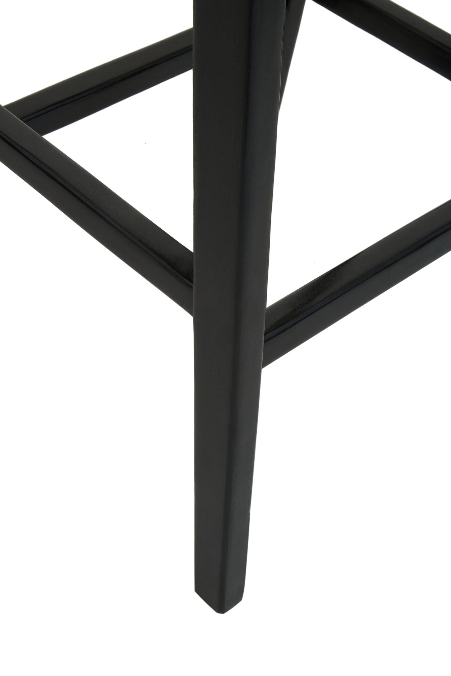 Nepal Black Leather and Teak Barstool