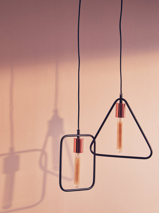 Industrial Black Copper Triangle Pendant Light