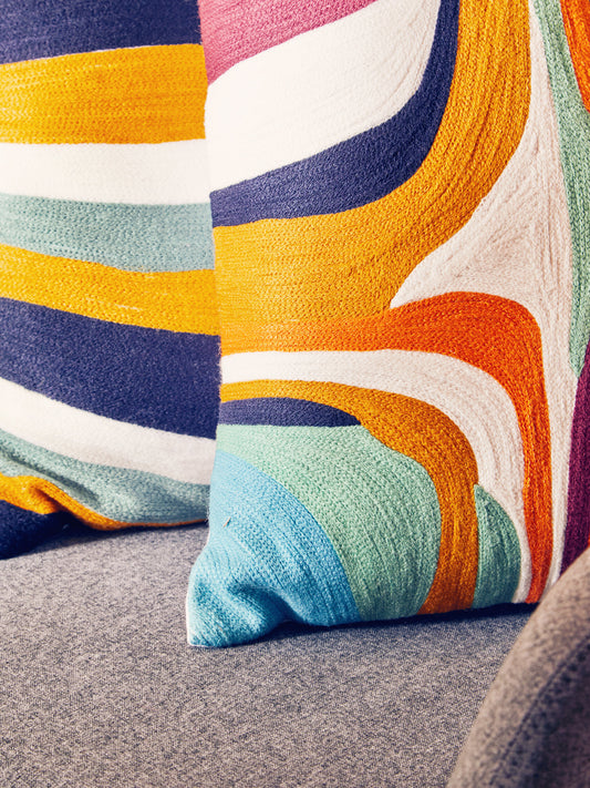 Nomad Ozella Stripes Design Cushion | Bali & Blue