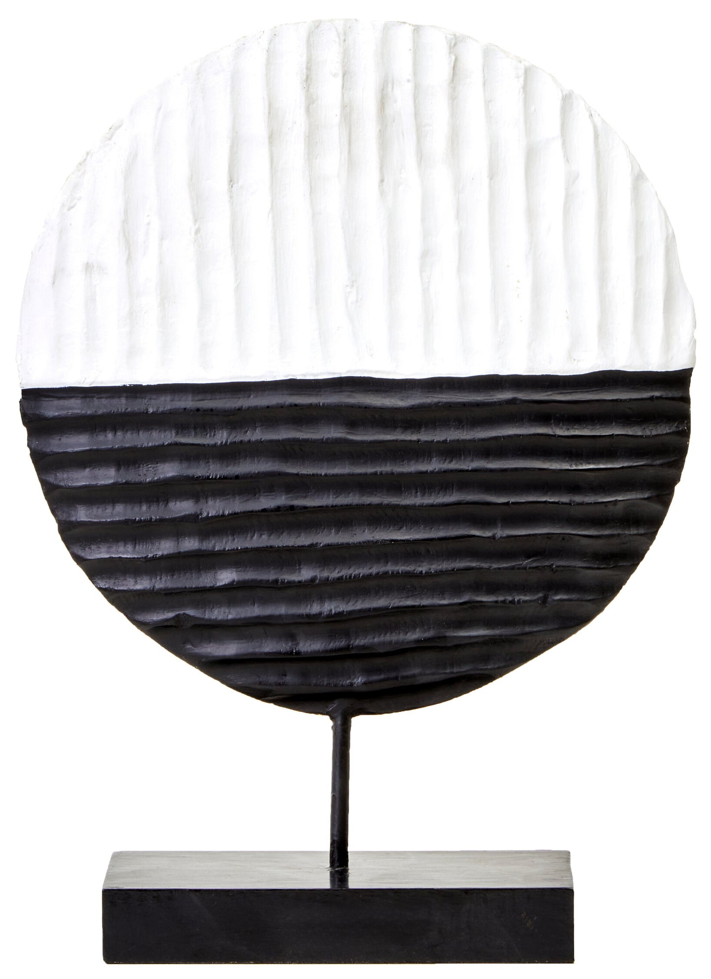 Luxe Decor Black and White Round Mango Wood Sculpture