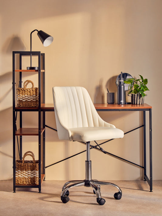 Jaxon Off White Leather Effect Modern Office Chair