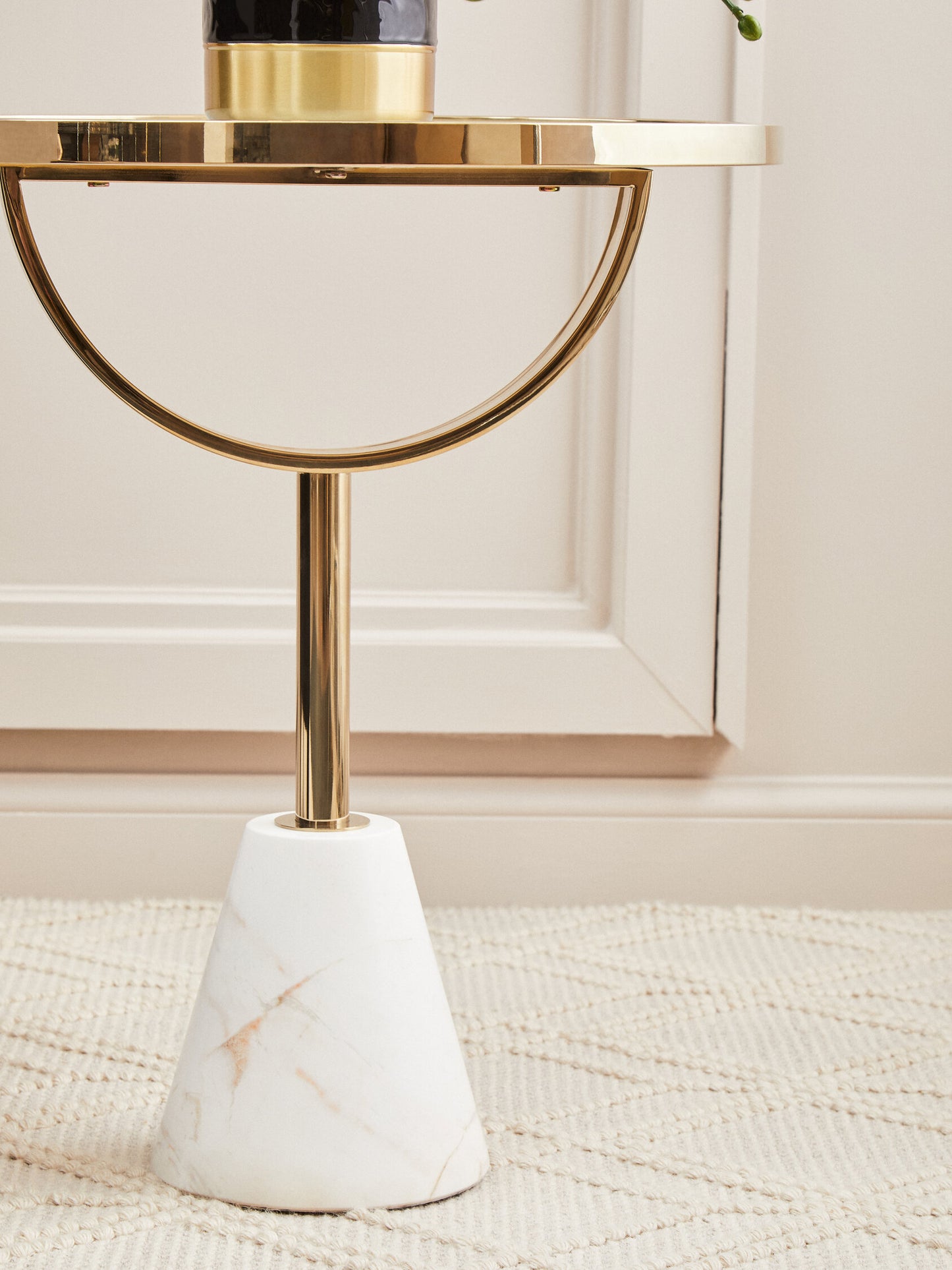 Mia White Glass and Marble Base Side Table