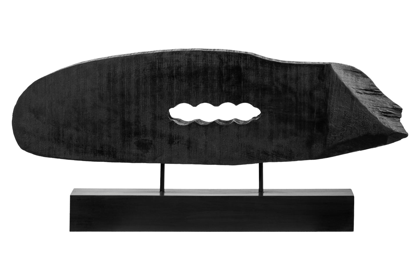 Luxe Decor Rustic Black Horizontal Mango Wood Slice Sculpture
