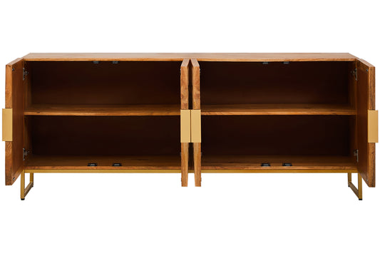 Frankie Mango Wood Paper Rope Detail Four Door Sideboard