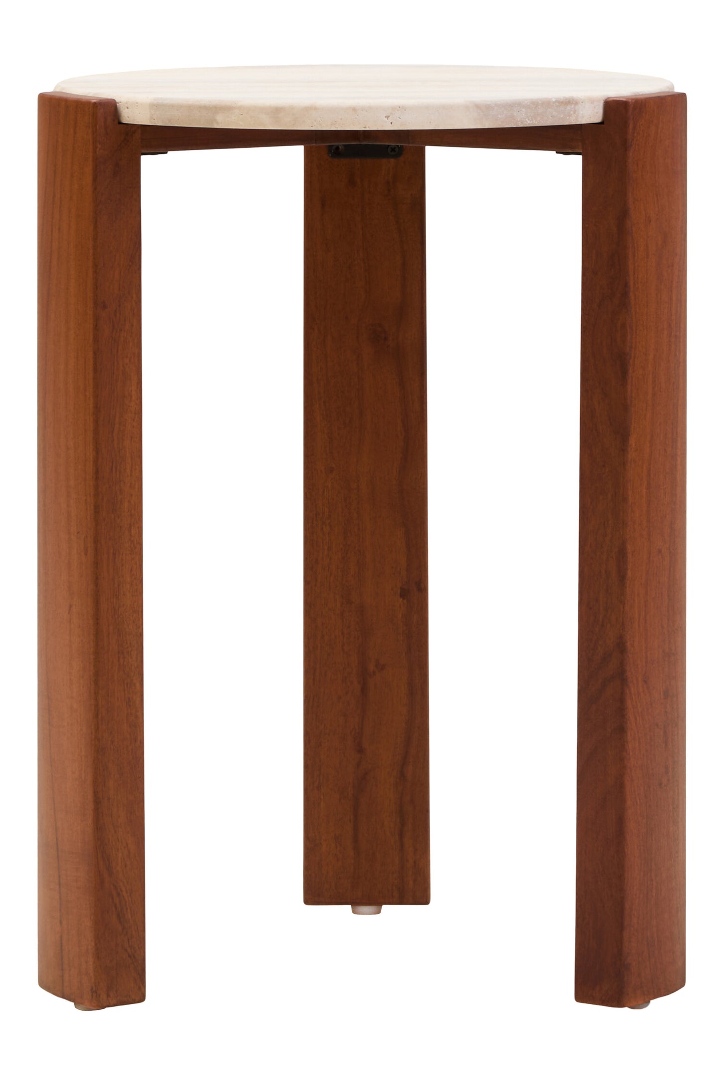 Sorrento Travertine Acacia Wood Round Side Table