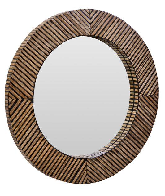 Argentina Bamboo Inlay Round Boho Wall Mirror