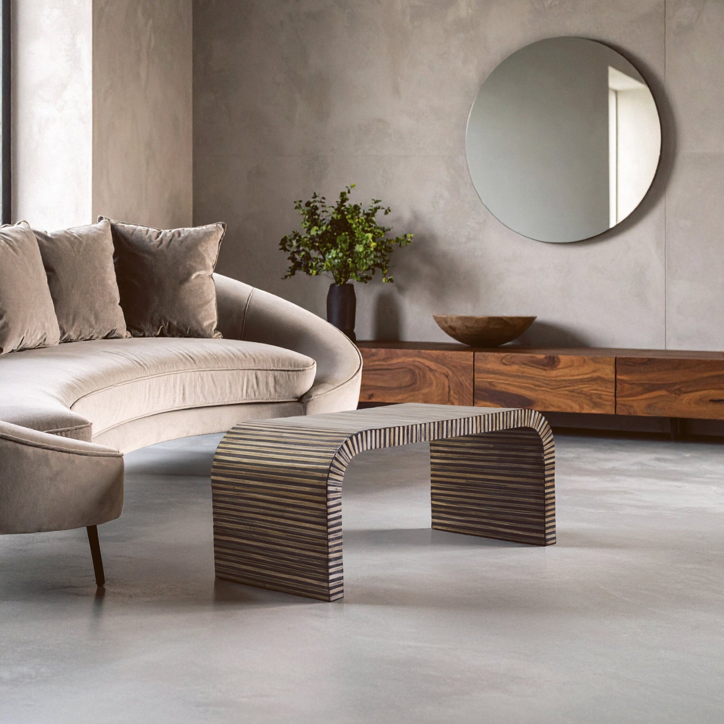 Argentina Bamboo Inlay Curved Coffee Table