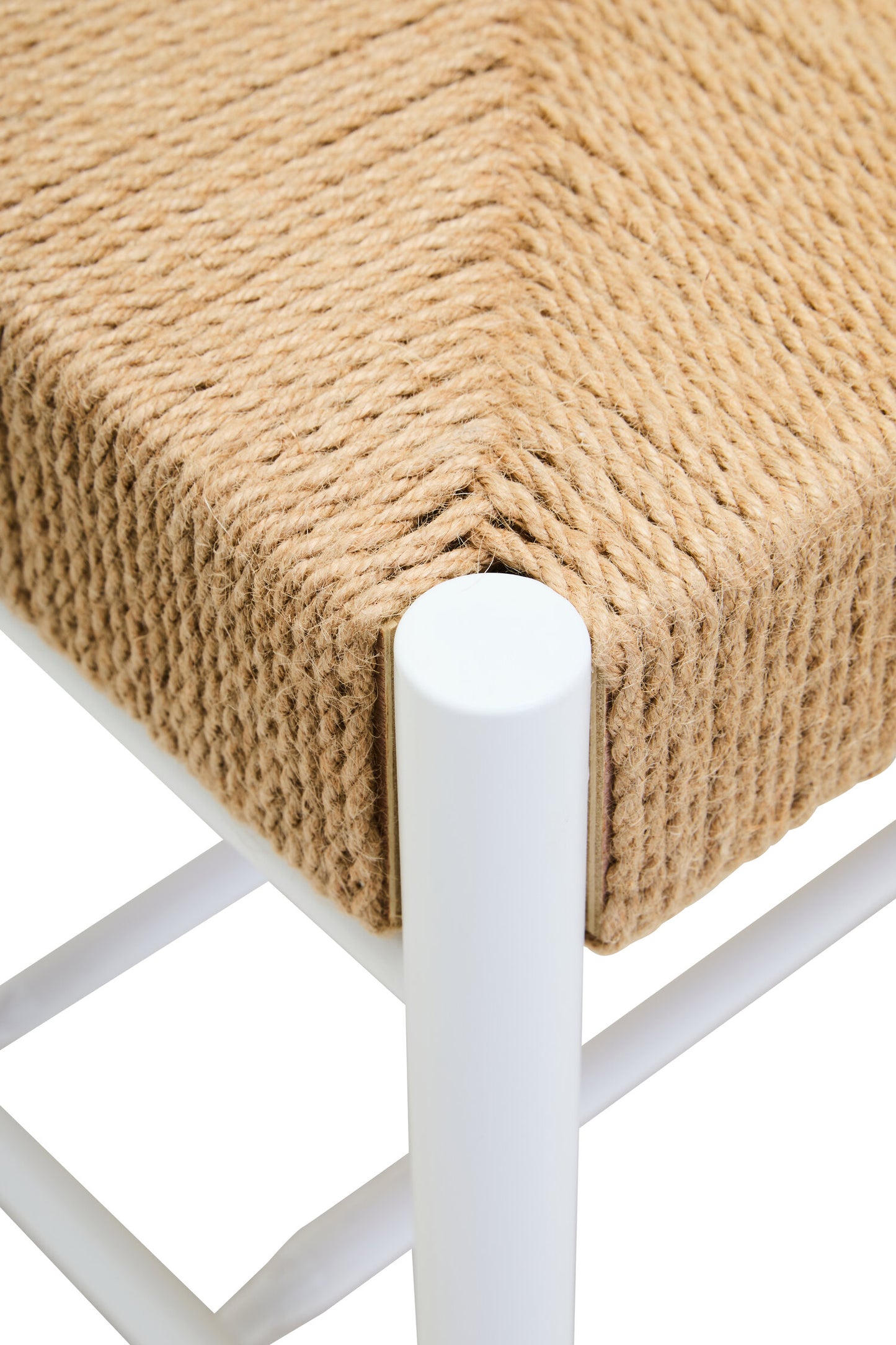 Bali Large Natural Rope and White Wood Bench
