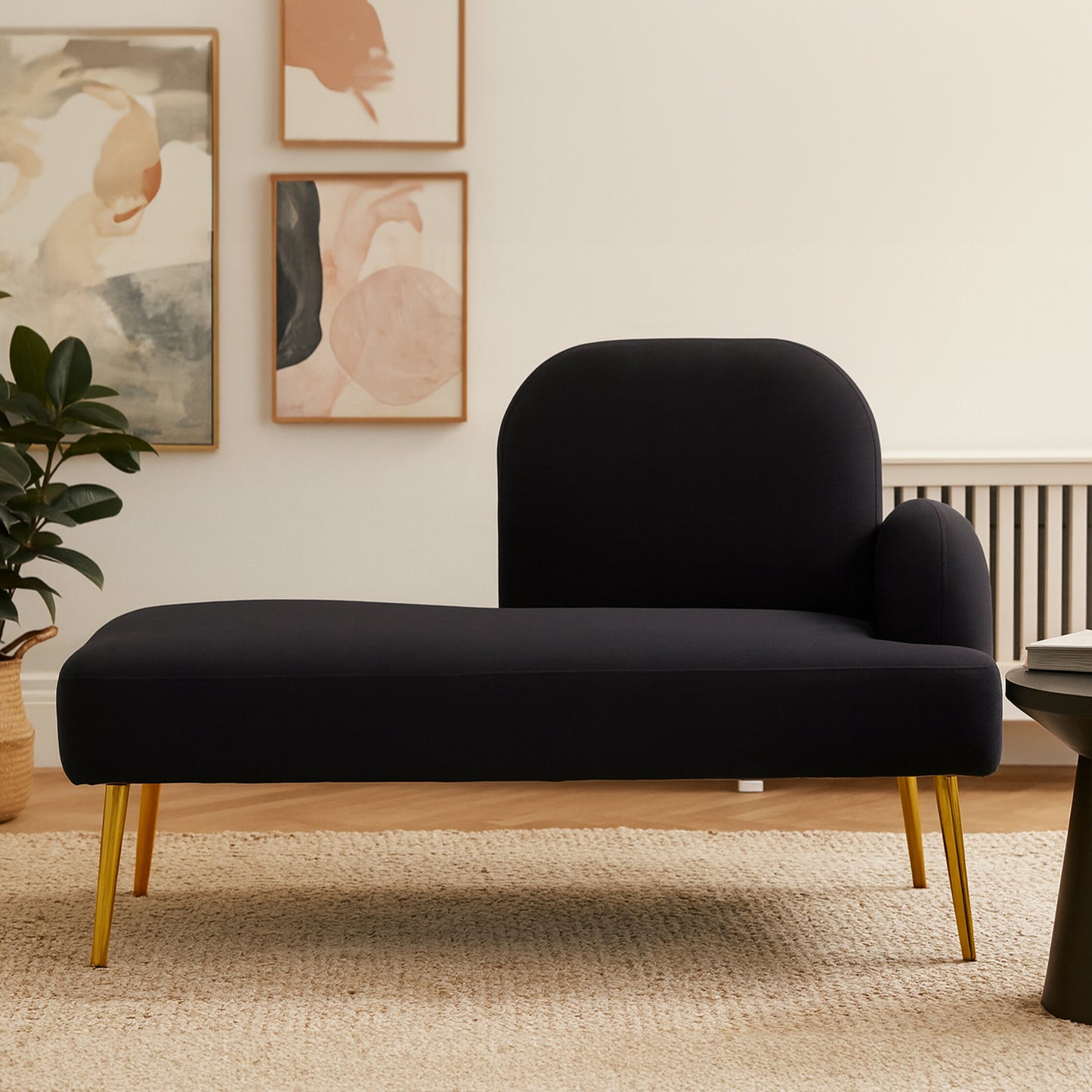 Cleopatra Black Right Hand Modern Chaise Longue