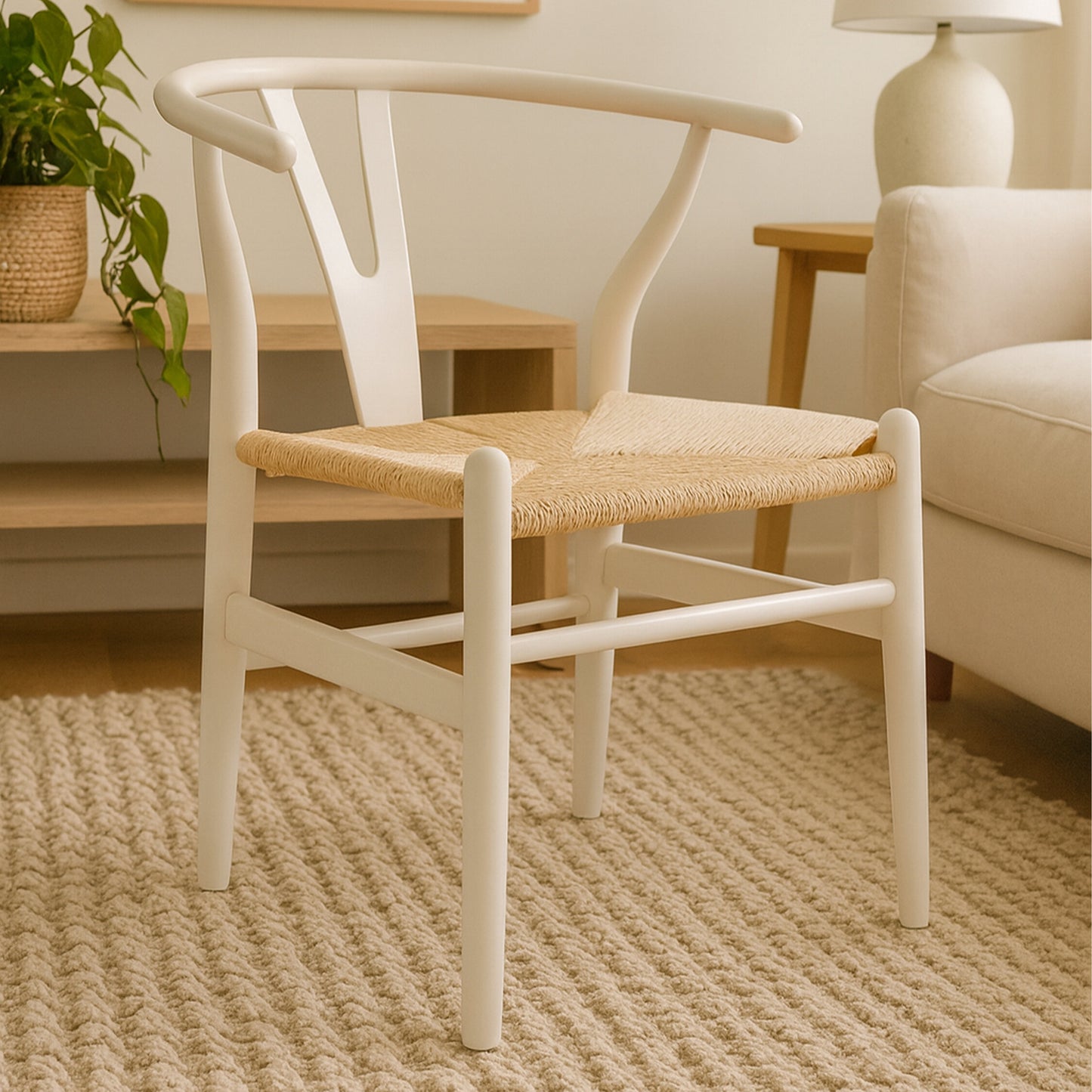 Austin Coastal Wishbone Antique White Dining Chair
