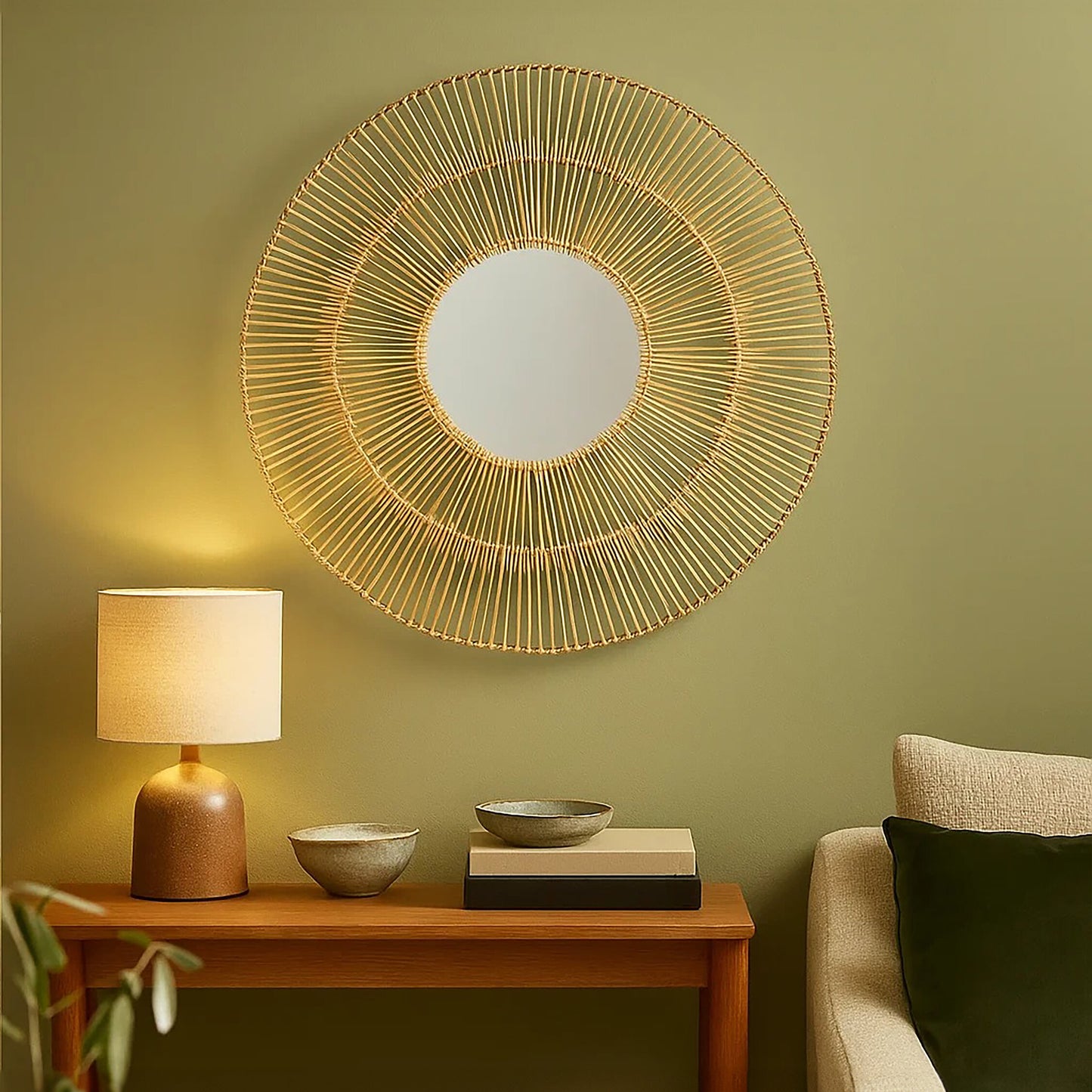 Congo Natural Rattan Wall Mirror.