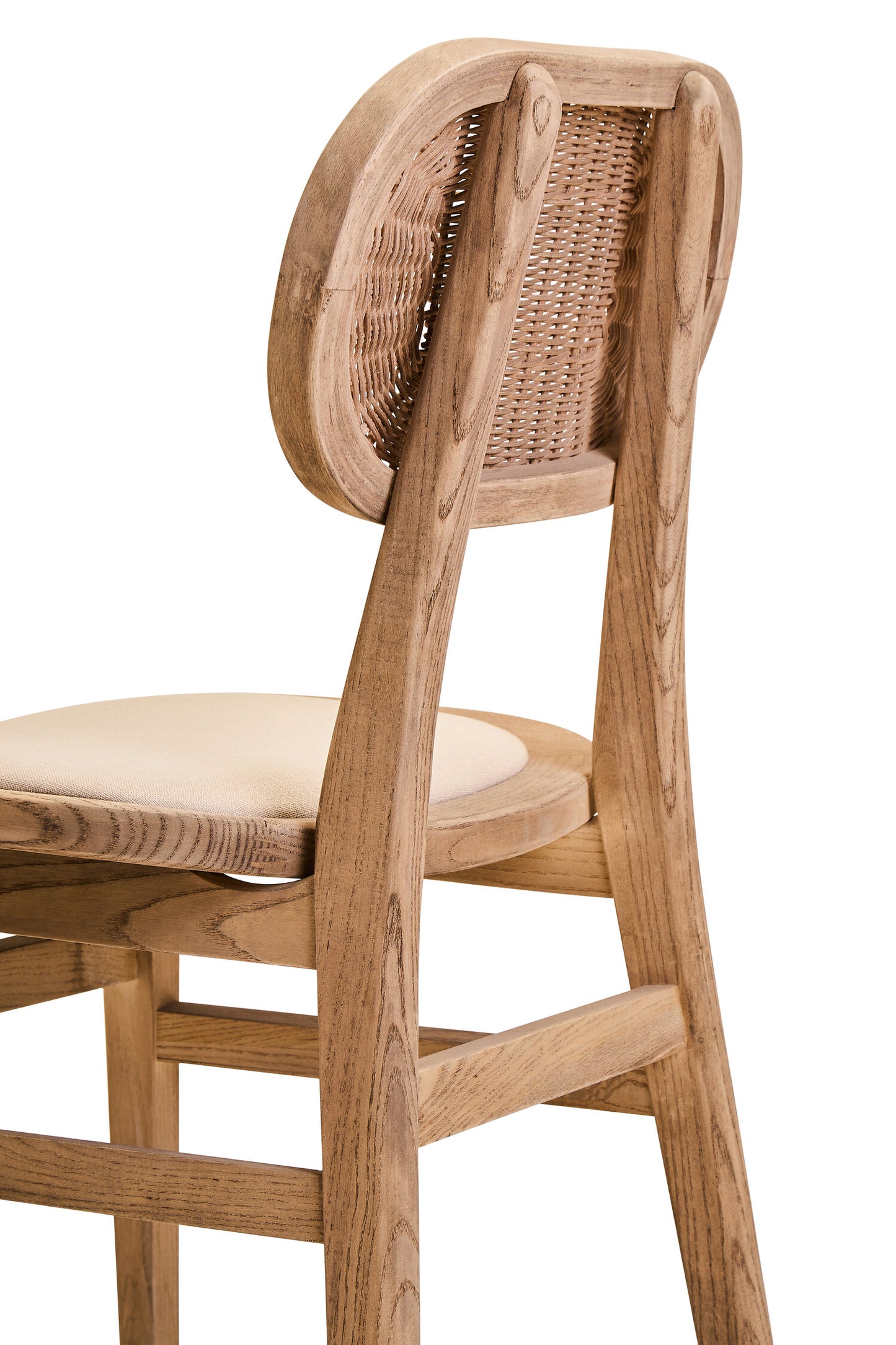 Fiji Beige Fabric and Grey Wash Elm Wood Dining Chair