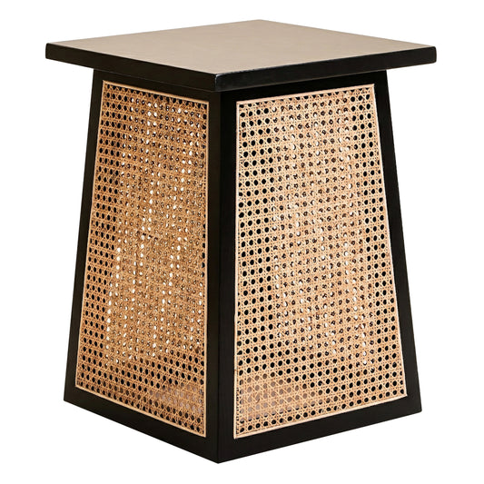 Fiji Natural Cane and Black Elm Wood Side Table