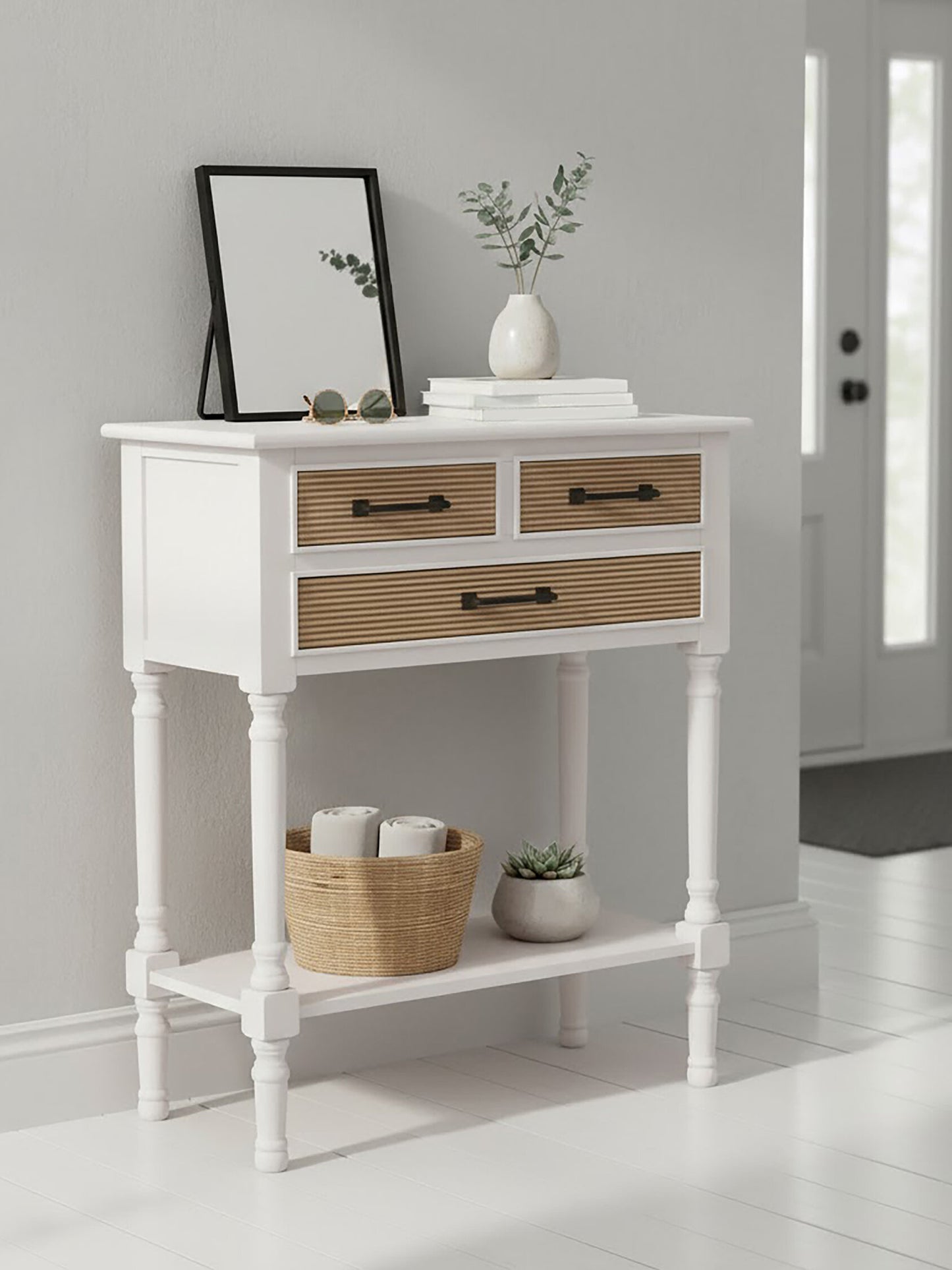 Cambridge 3 Drawers White Console Table