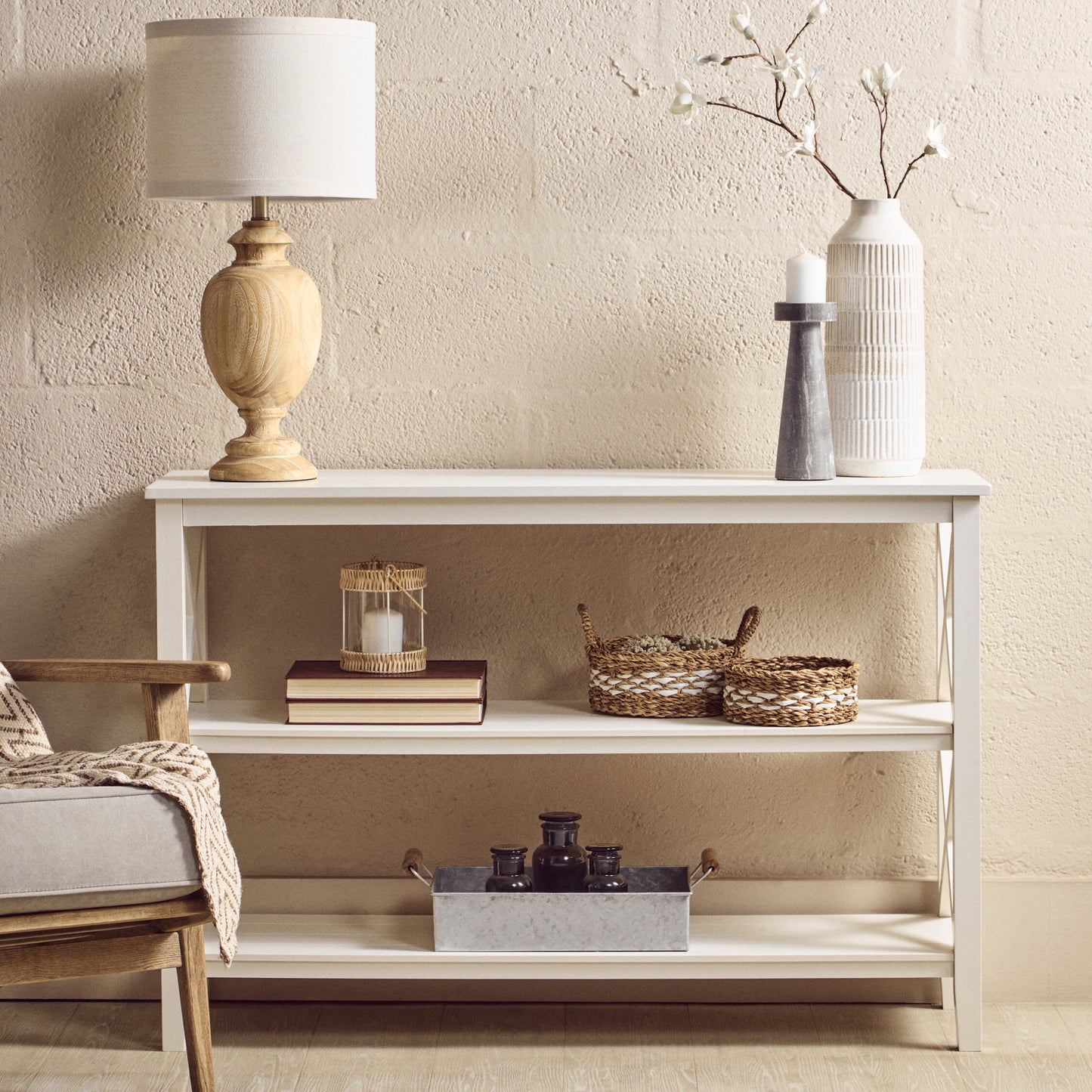 Cambridge 2 Shelf Large White Bookcase