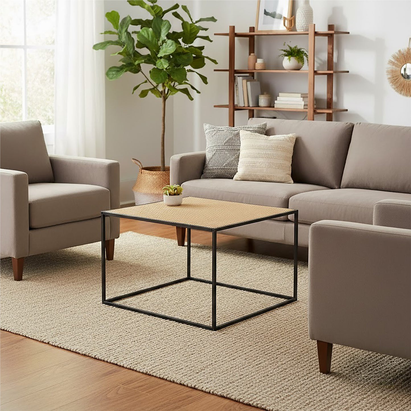 Indy Rattan And Metal Coffee Table