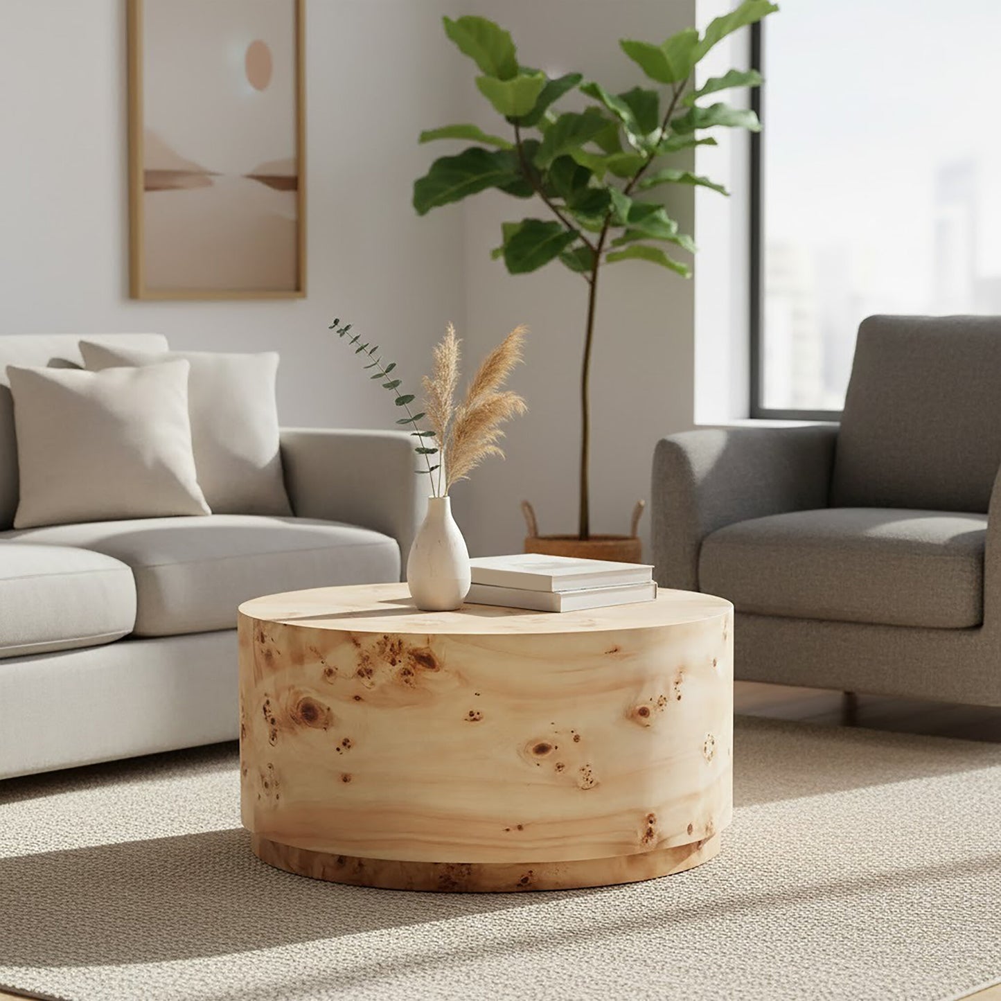 Aspen Round Burl Wood Coffee Table